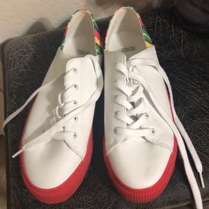 ASOS White Sneakers with Colorful Striped Heel